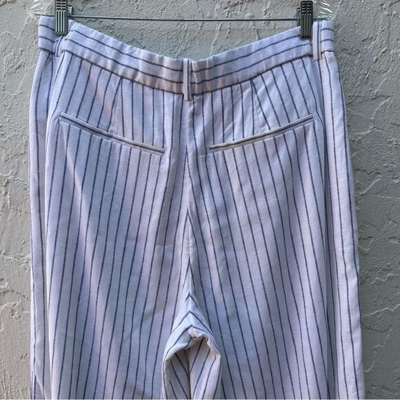 ABERCROMBIE Pants Women 32 High Ultra Wide Leg Linen Pinstripe Office Resort - Picture 8 of 12